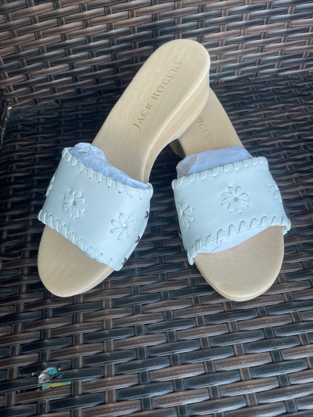 Jack Rogers Leather Breakers Sandals White 7.5M